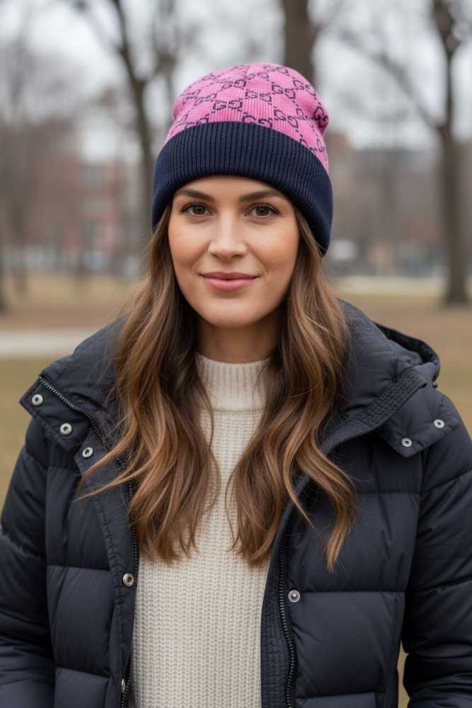 Gucci Monogram Pink Premium Edition Cashmere Beanie-thumb-1