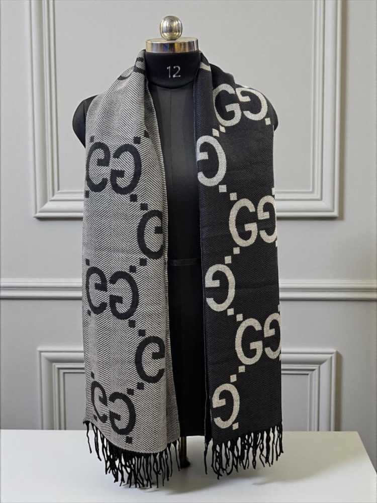 Gucci GG Monogram Bee Warm  Black Woolen Stole