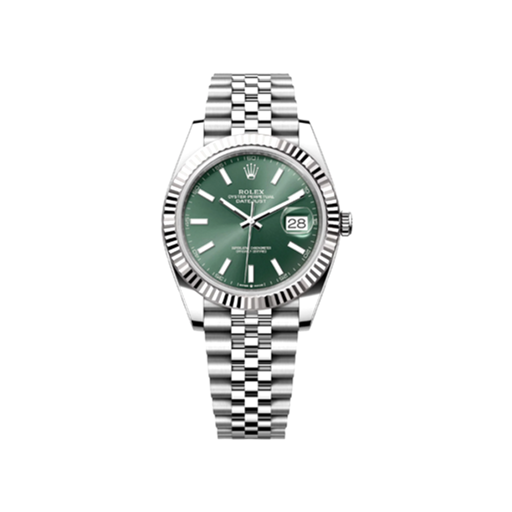 Rolex Datejust 41 Fluted Bezel 18kt White Gold, Mint Green Dial 126334