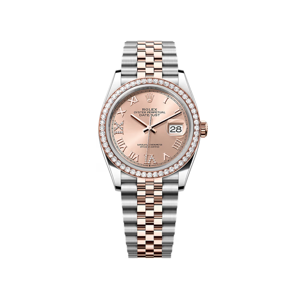 Rolex Datejust 36 Oyster, 36 mm, Oystersteel, Everose gold and diamonds Ref 126281RBR