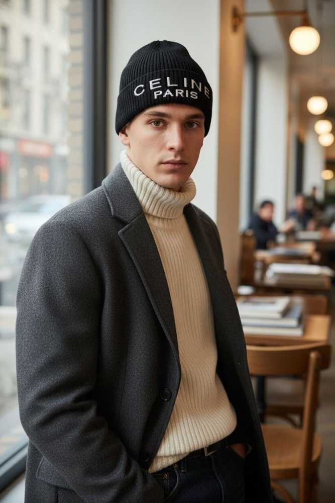 Celine Monogram Black Premium Edition Cashmere Beanie