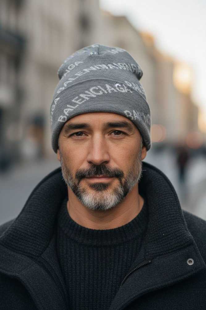 Balenciaga Monogram Grey Premium Edition Cashmere Beanie