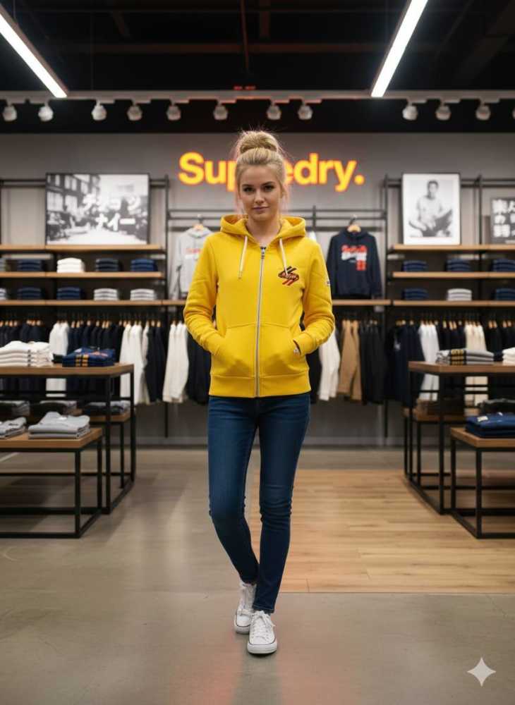 Superdry yellow Premium Quality Cotton Blend Hoodie-3