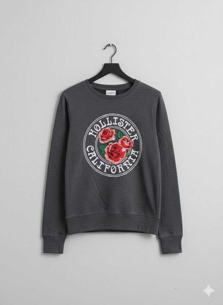 Hollister Black Premium Quality Cotton Sweatshirt-thumb-1