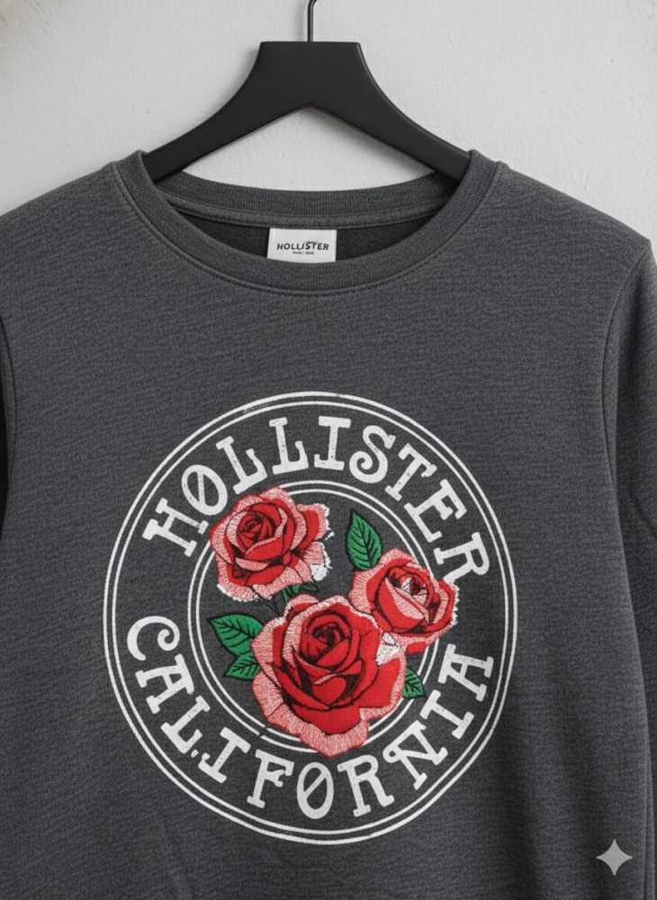 Hollister Black Premium Quality Cotton Sweatshirt-thumb-2