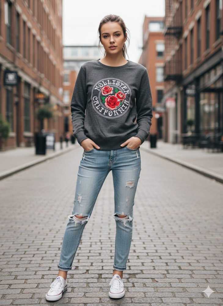 Hollister Black Premium Quality Cotton Sweatshirt