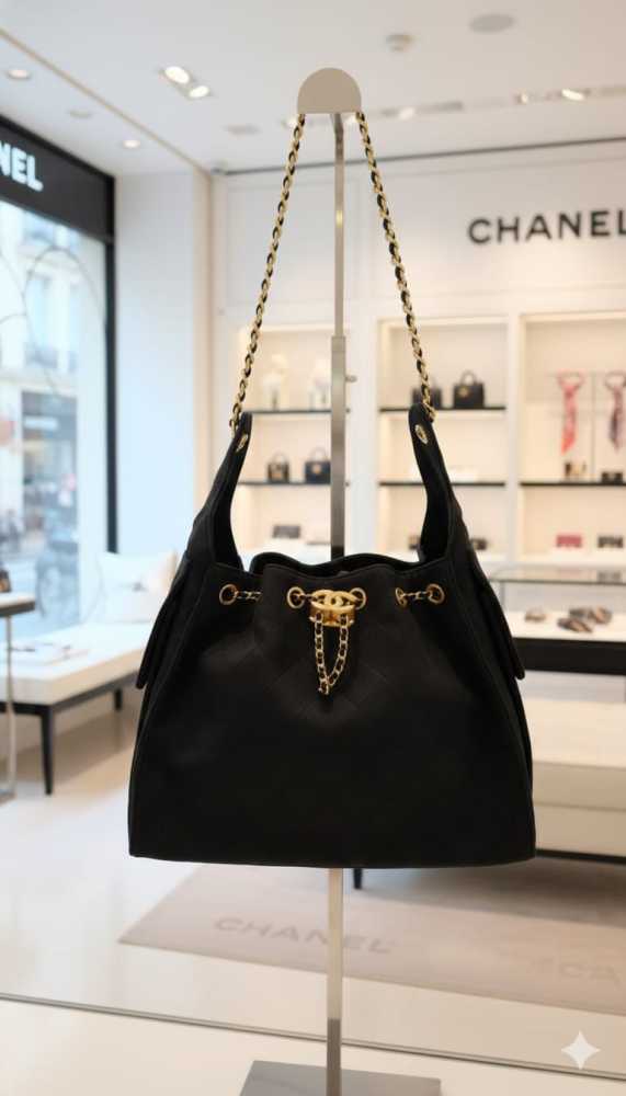 Chanel Maxi Black Iconic Hobo Bag