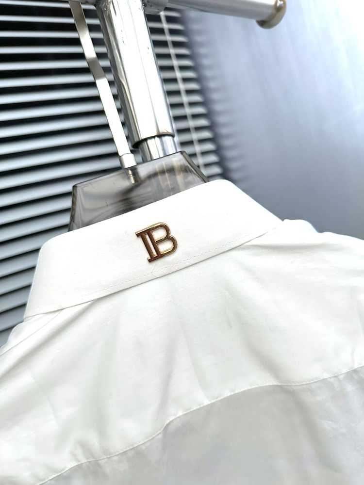 Balmain Embroidered White Premium Cotton Shirt-thumb-4