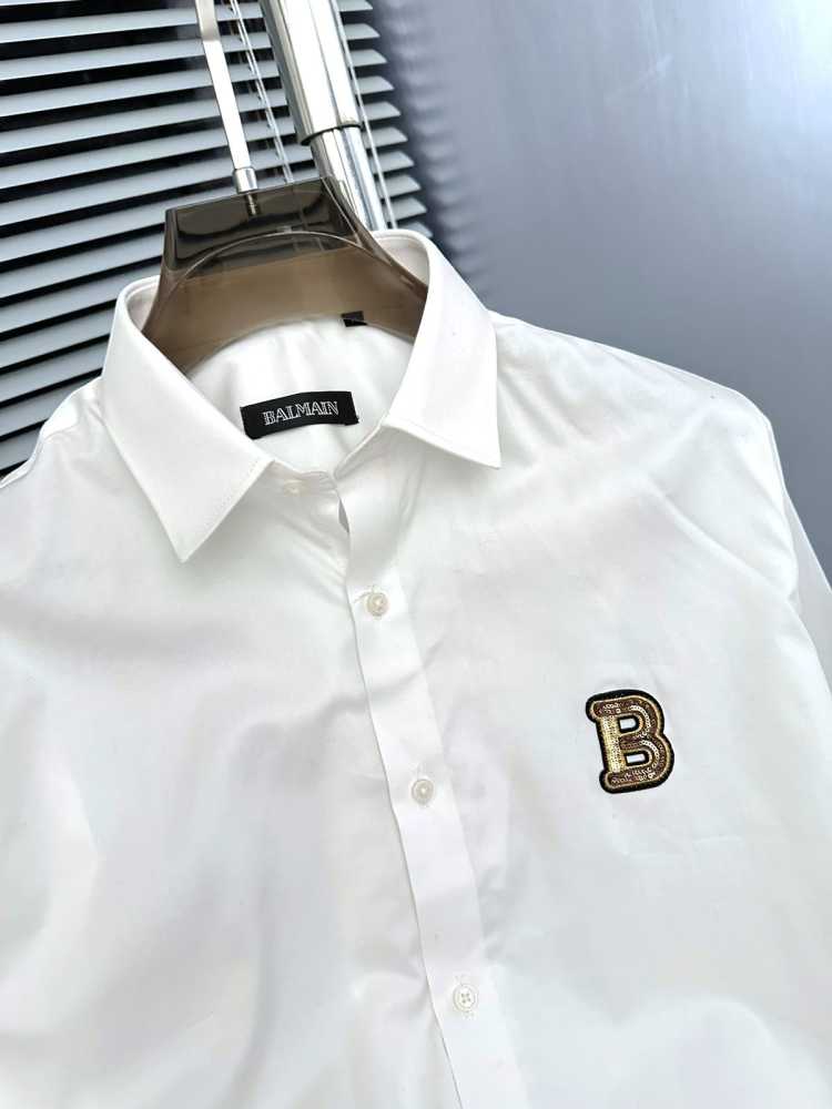 Balmain Embroidered White Premium Cotton Shirt-thumb-5