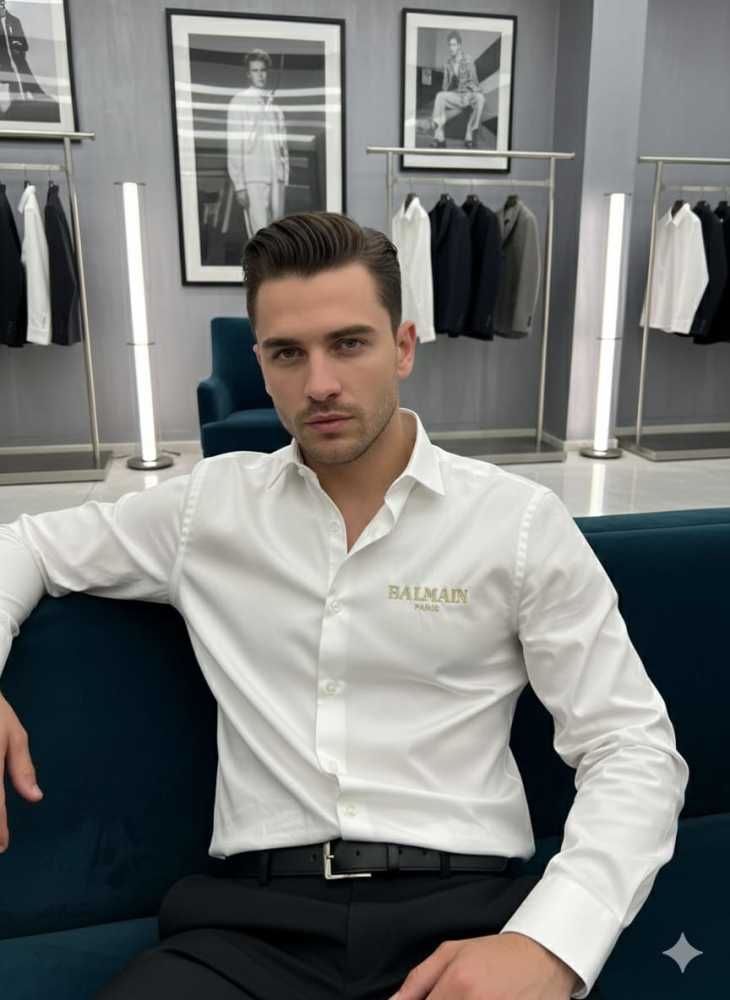 Balmain Embroidered White Premium Cotton Shirt