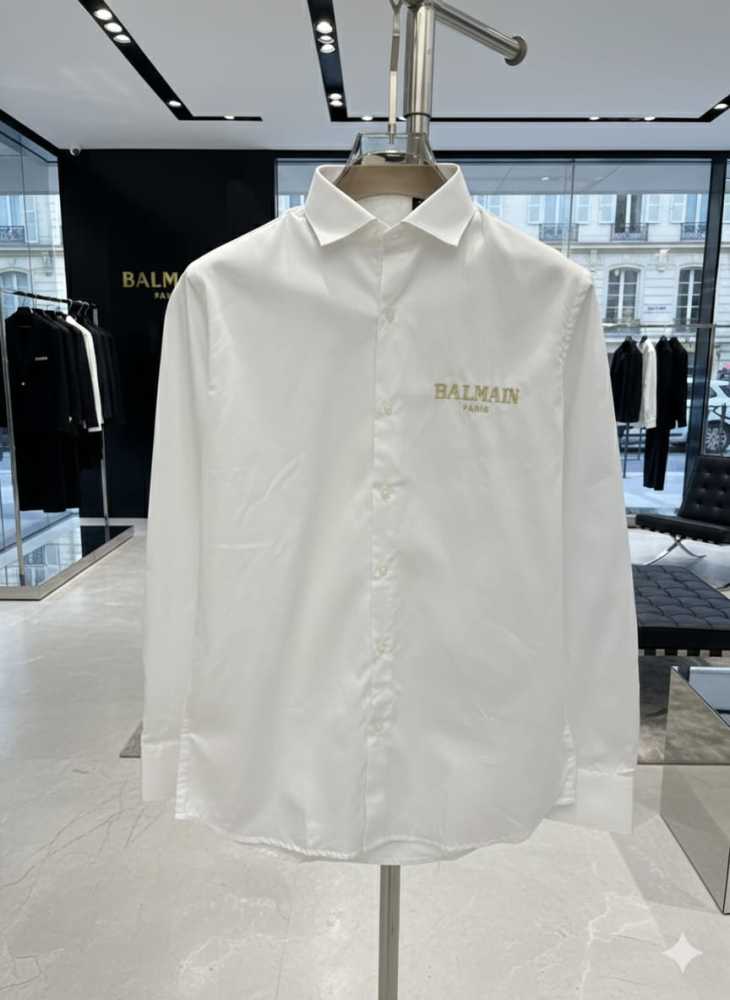 Balmain Embroidered White Premium Cotton Shirt-thumb-2
