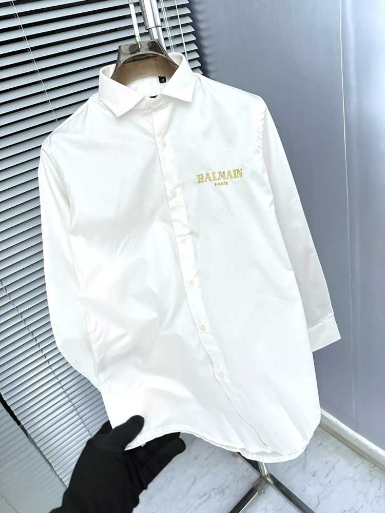 Balmain Embroidered White Premium Cotton Shirt-thumb-1