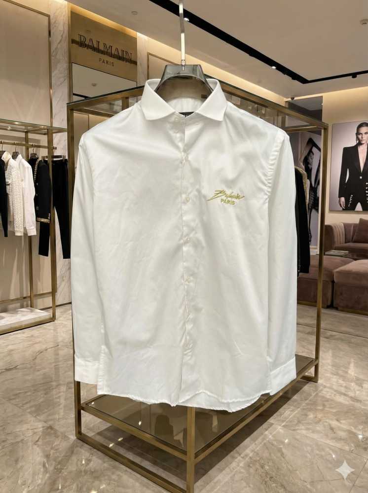 Balmain Embroidered White Premium Cotton Shirt-thumb-2