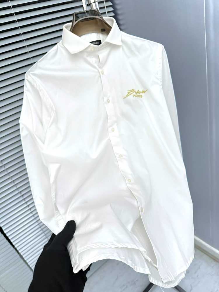 Balmain Embroidered White Premium Cotton Shirt-thumb-3