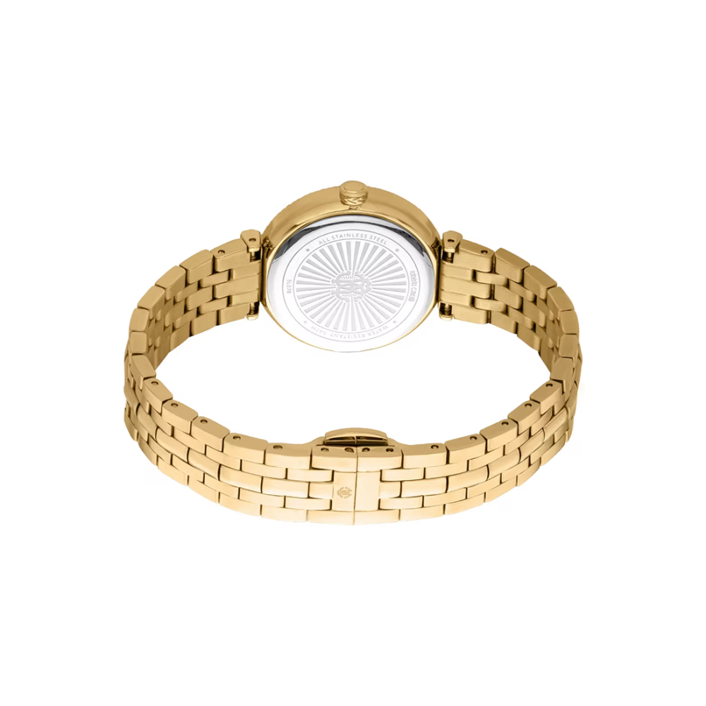 Roberto Cavalli Chiarezza Snake Core Silver Dial Gold Strap Watch RC5L078M0025-1
