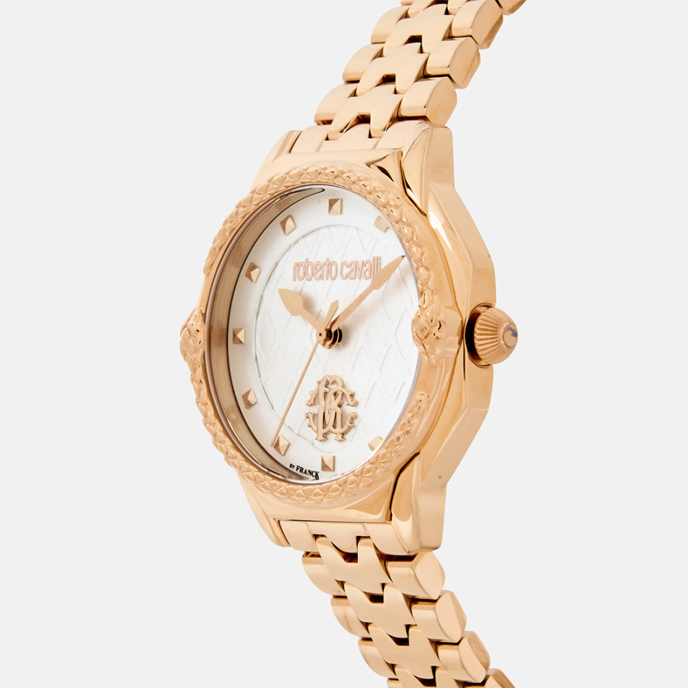 Roberto Cavalli By Franck Muller White Dial Rose Gold Strap Watch RV1L225M0061-thumb-2