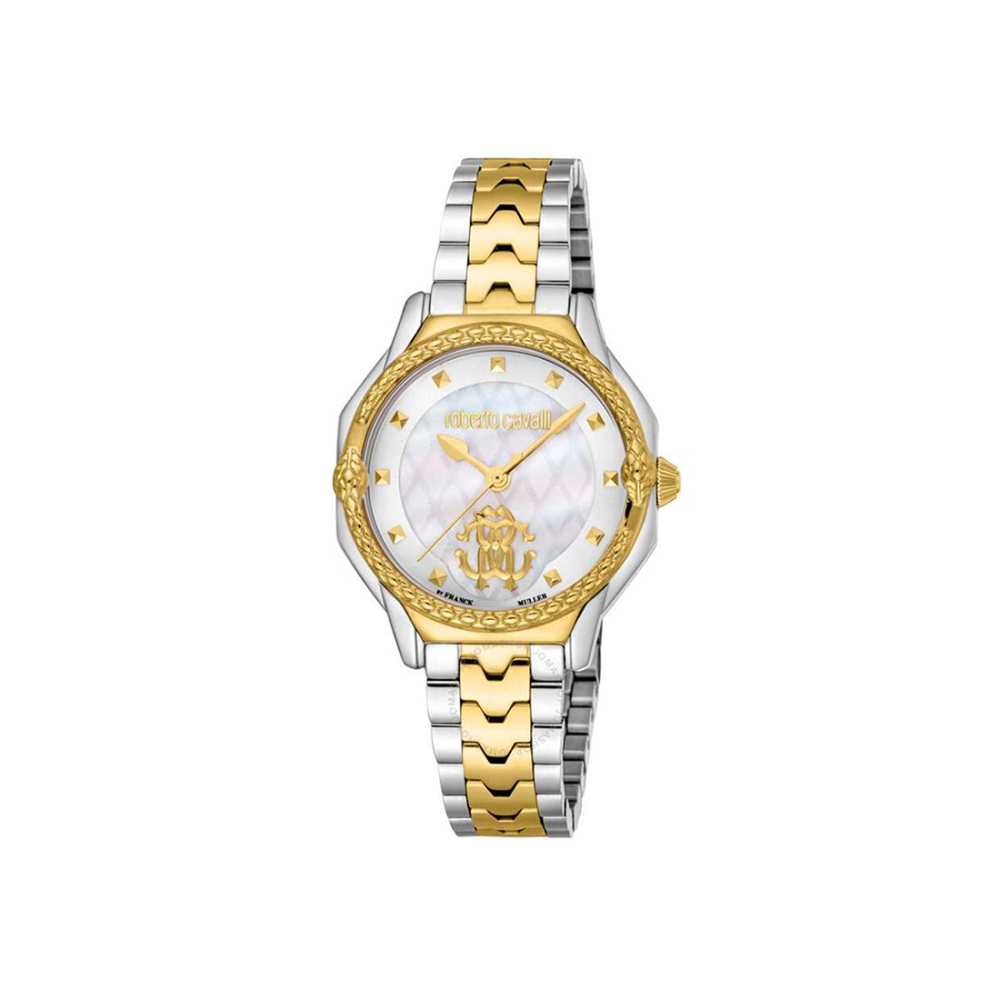 Roberto Cavalli by Franck Muller Silver Dial Two Tone Strap Watch RV1L225M0071