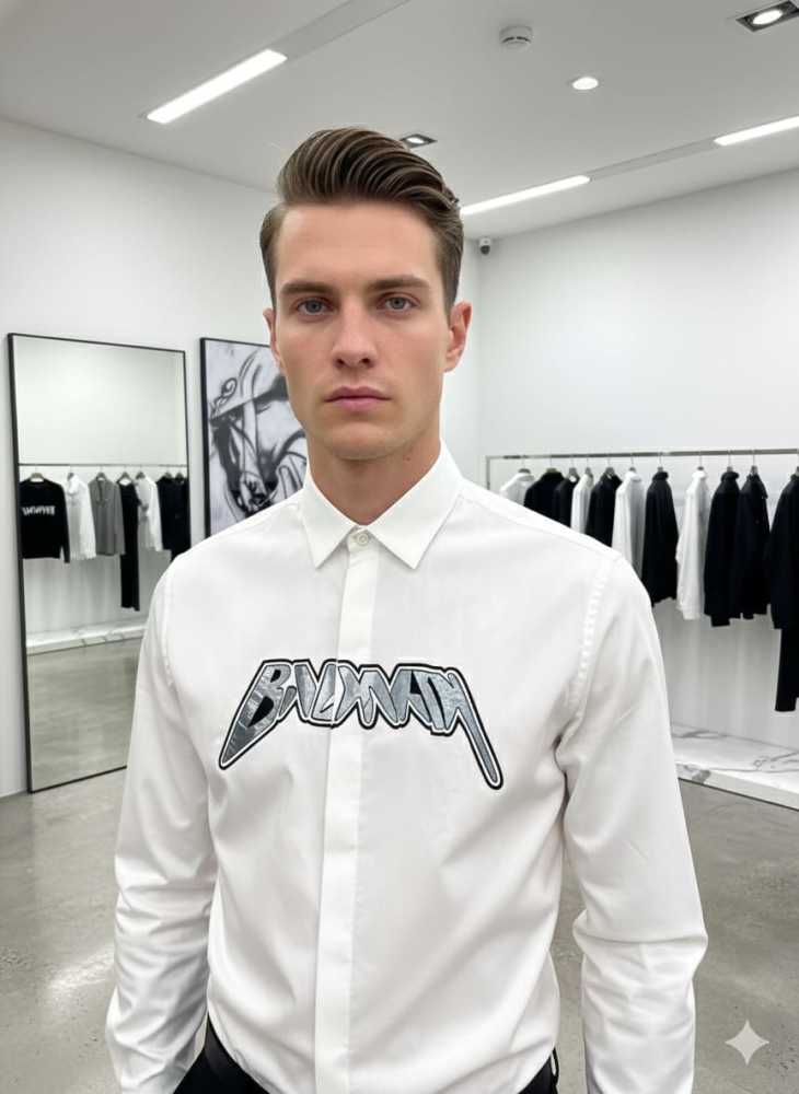 Balmain Embroidered White Premium Cotton Shirt