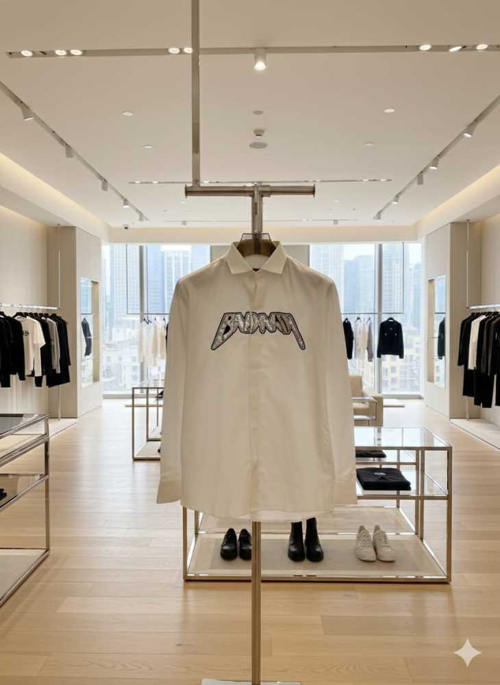 Balmain Embroidered White Premium Cotton Shirt-thumb-3