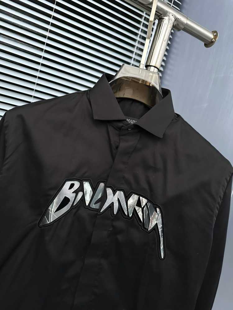 Balmain Embroidered Black Premium Cotton Shirt-thumb-2