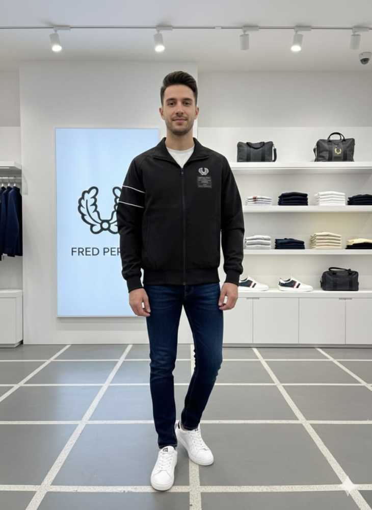 Fred Perry Black Oblique Premium Quality Zipper