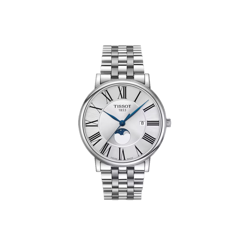 Tissot Carson Stainless Steel Strap White Dial Premium Moonphase Watch T122.423.11.033.00