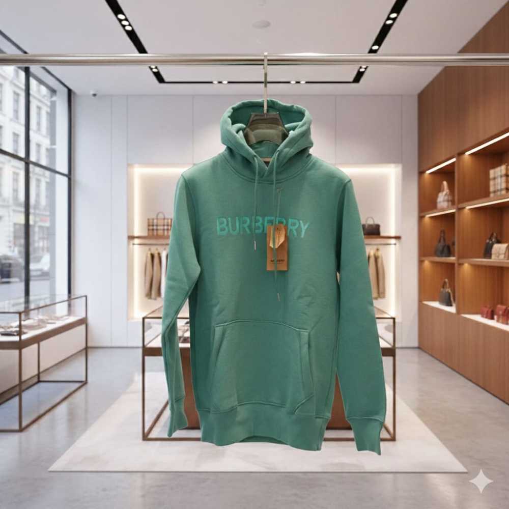 Burberry Green Embroidery Logo Hoodie-1