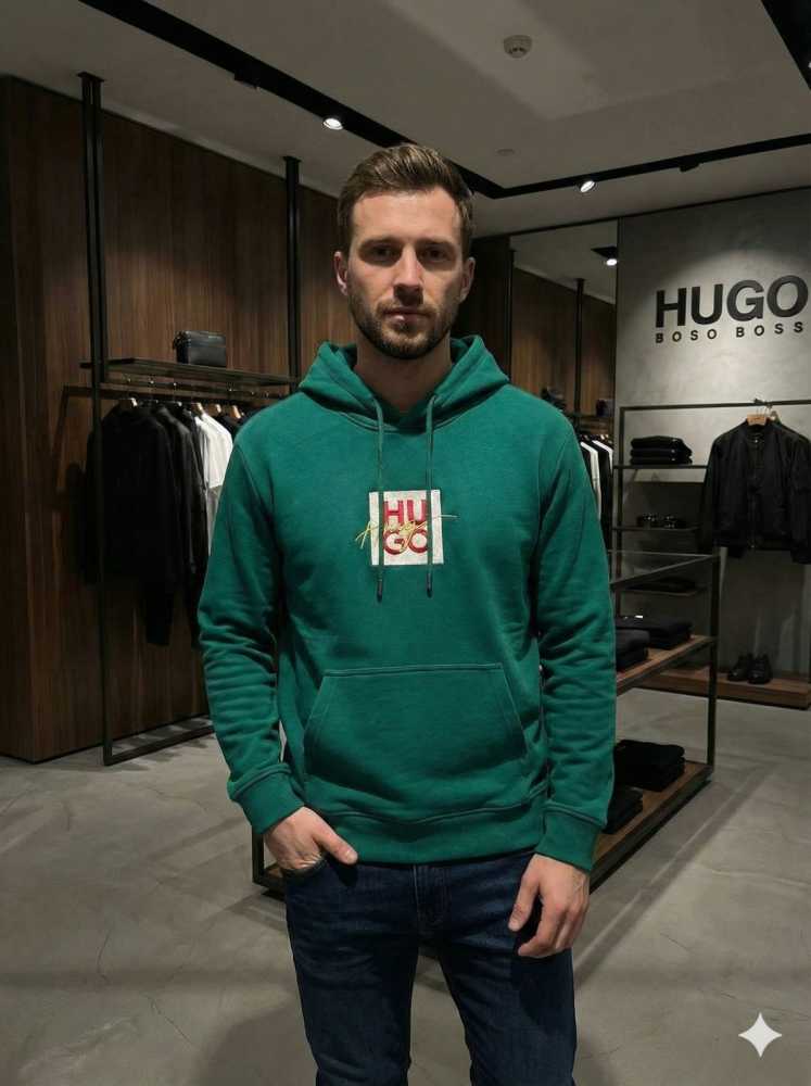Boss Green Hood Embroidery Logo Hoodie