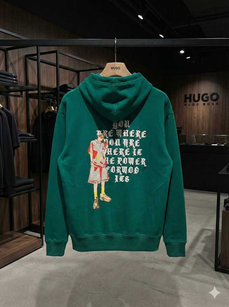 Boss Green Hood Embroidery Logo Hoodie-1