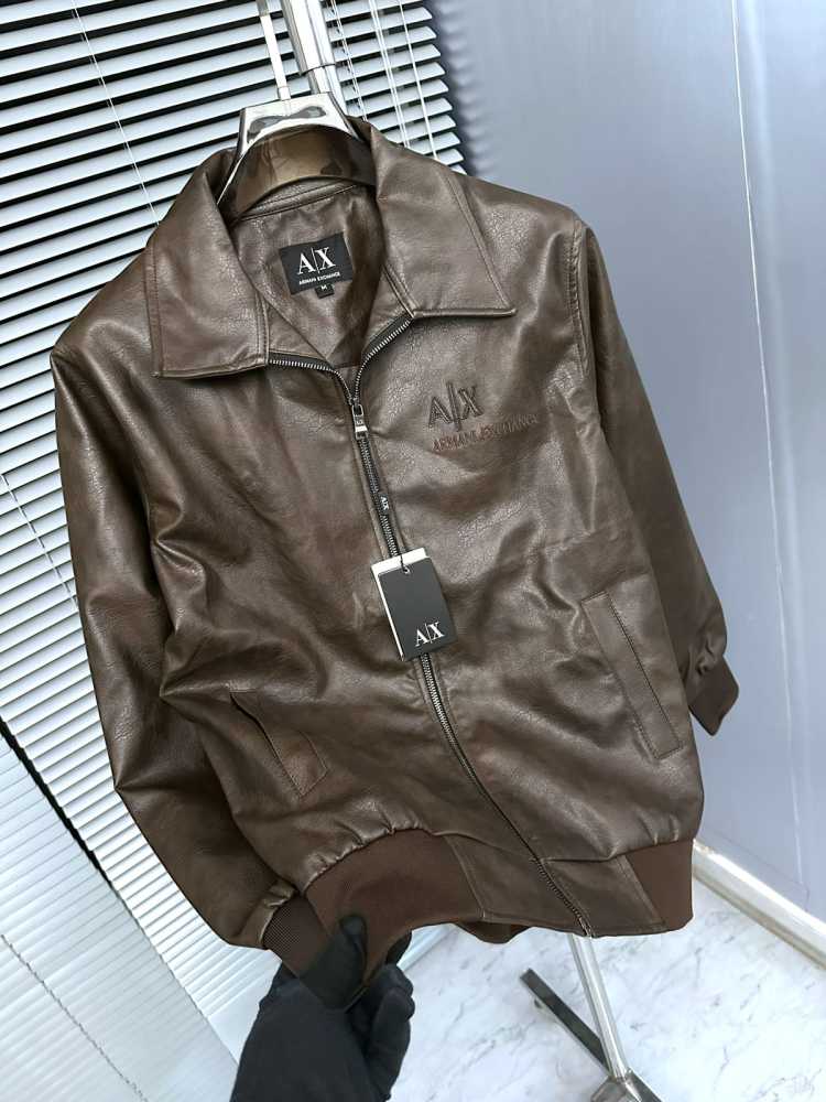 Armani Exchange Dark Brown Authentic Leather Jacket