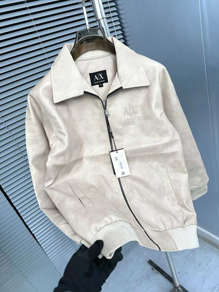 Armani Exchange Cream Authentic Leather Jacket-2