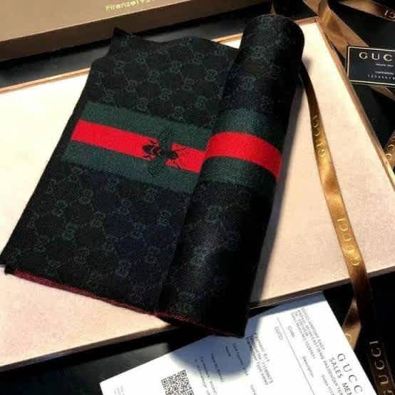 Gucci GG Monogram Bee Warm  Black Woolen Stole-2