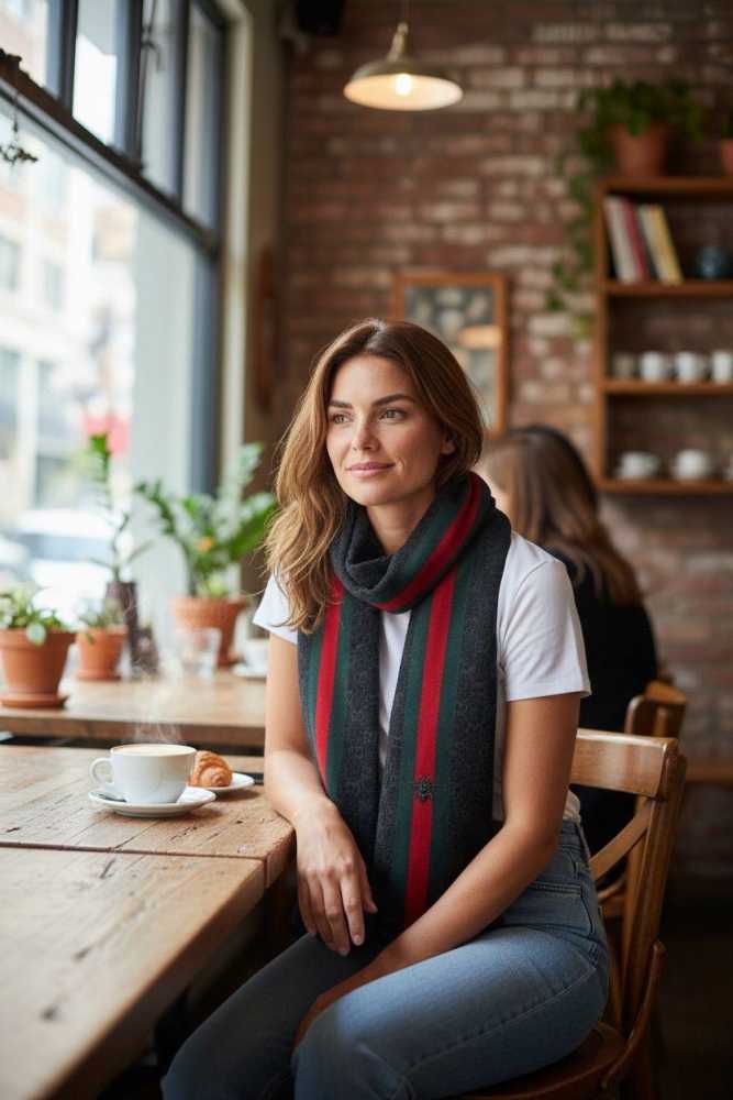 Gucci GG Monogram Bee Warm  Black Woolen Stole