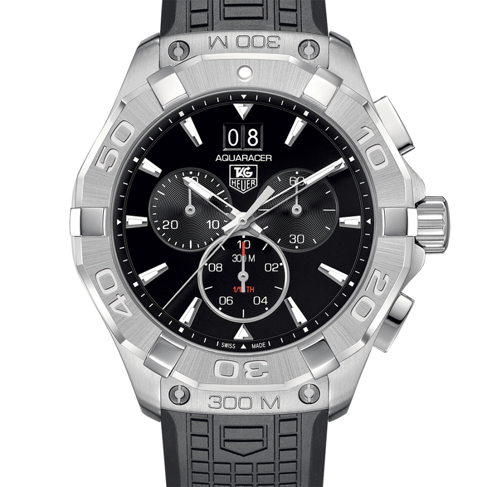 TAG Heuer Aquaracer 43 mm, Black Dial, Black Rubber Strap, Quartz Chronograph Watch, CAY1110.FT6041-1