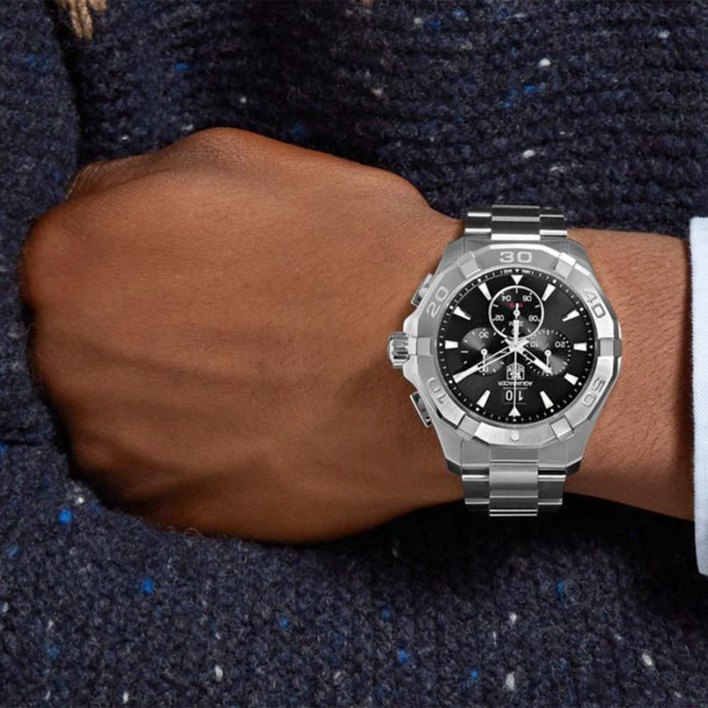 TAG Heuer  Aquaracer 43 mm, Black Dial, Quartz Chronograph Watch, CAY1110.BA0927-6