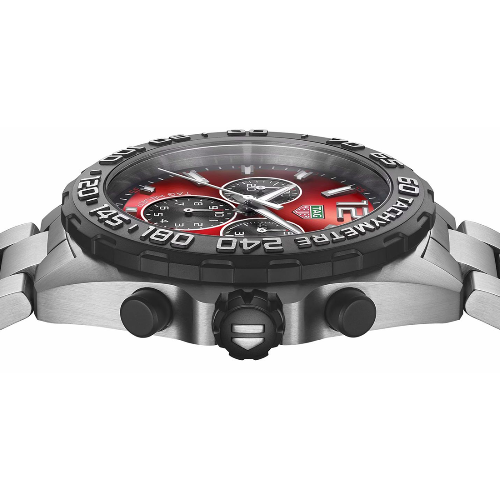 TAG Heuer Men's Formula 1 43 mm, Red Sunray Dial, Steel Bracelet, Quartz Chronograph Watch, CAZ101AN.BA0842-4