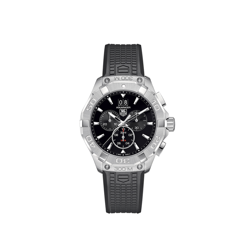 TAG Heuer Aquaracer 43 mm, Black Dial, Black Rubber Strap, Quartz Chronograph Watch, CAY1110.FT6041