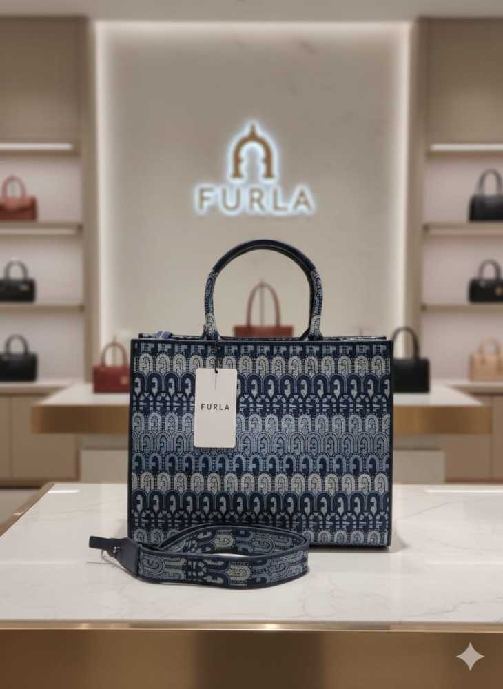 Furla Atena Blue High Quality Tote Bags-2