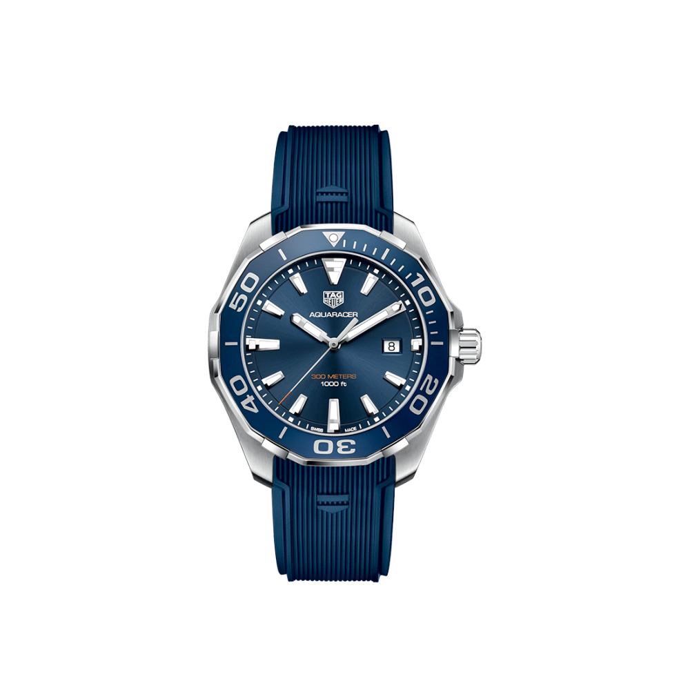 TAG Heuer Aquaracer Quartz, 43 mm, Blue Dial, Blue Rubber Strap Watch WAY101C.FT6153