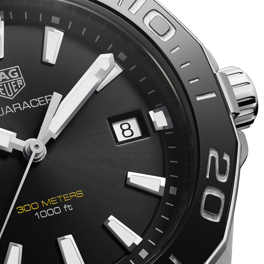 TAG Heuer Aquaracer Quartz, 41 mm, Black Dial, Stainless Steel Watch, WAY111A.BA0928-6