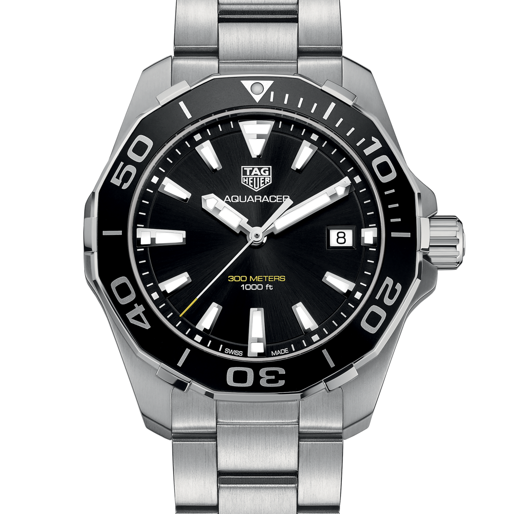 TAG Heuer Aquaracer Quartz, 41 mm, Black Dial, Stainless Steel Watch, WAY111A.BA0928-1