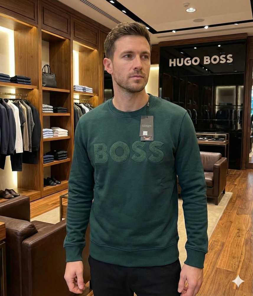 Boss Embroidery Green cotton Premium Quality Sweatshirt