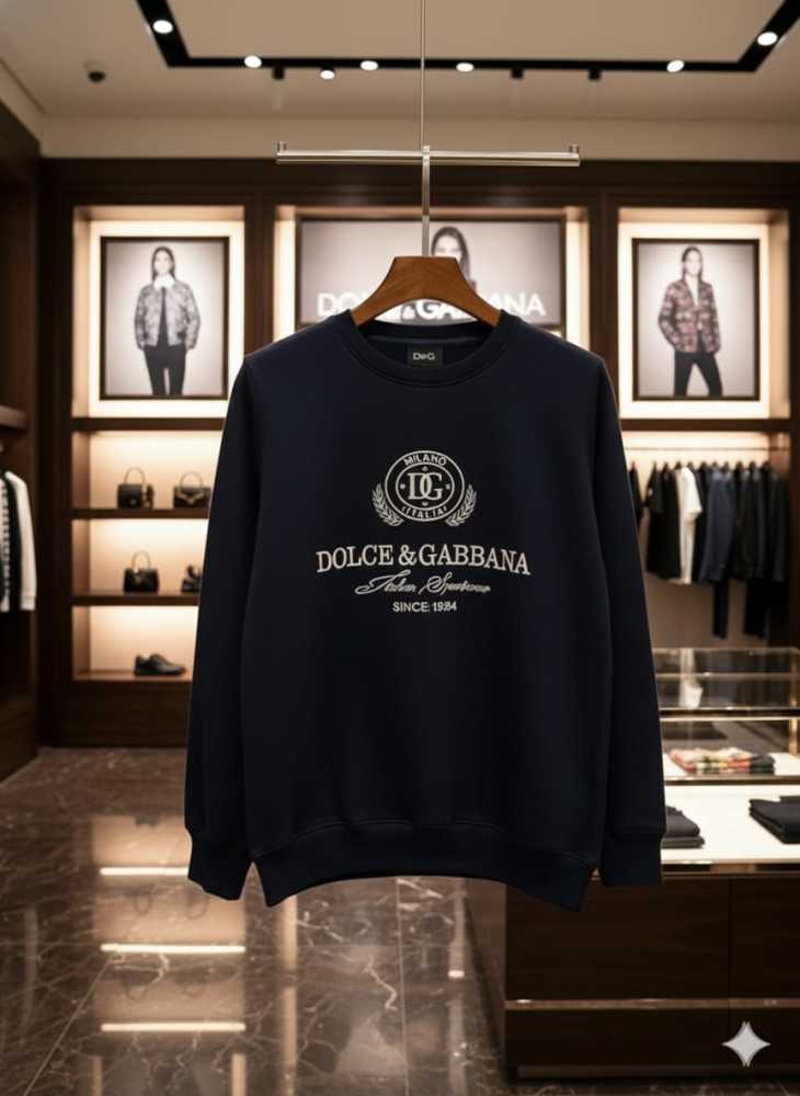 Dolce Gabbana Black Cotton Premium Qaulity Sweatshirt-1