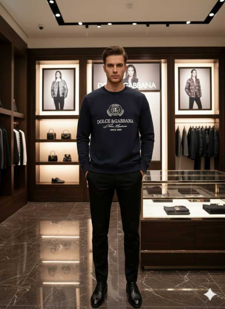 Dolce Gabbana Black Cotton Premium Qaulity Sweatshirt