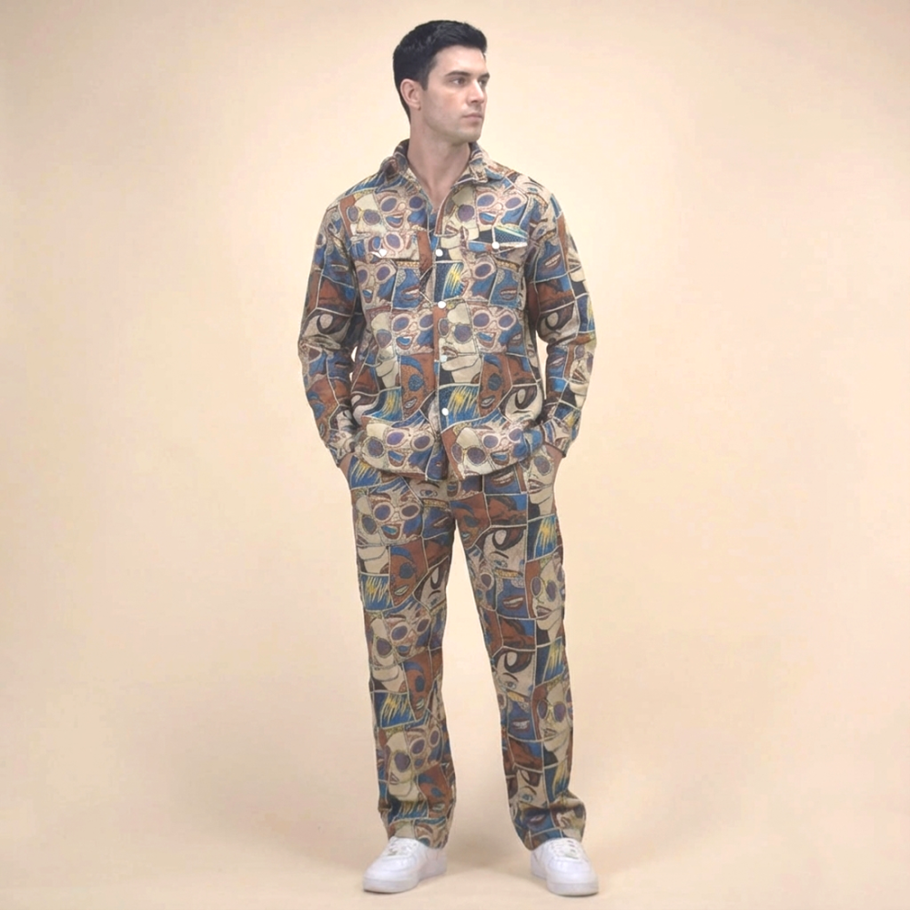 Amiri Printed Premium Men's Shirt & Pant Combo-1