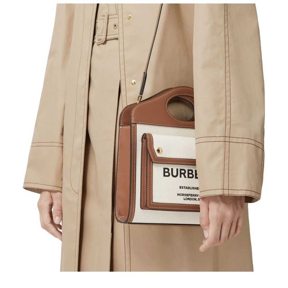 Burberry Horseferry White Pocket Small Tote Bag-2