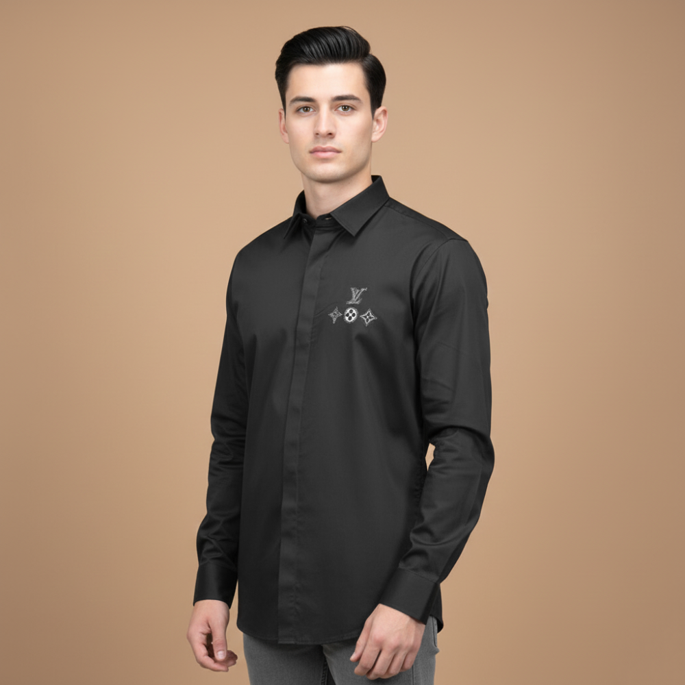 Louis Vuitton Monogram Black Luxury Shirt