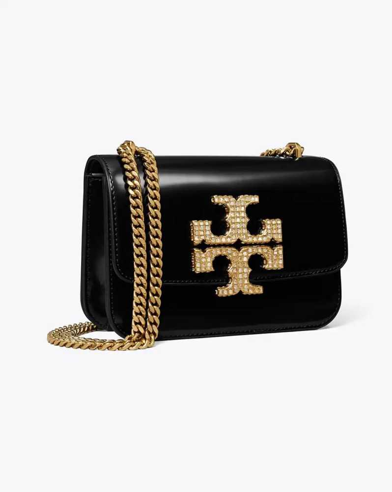 Tory Burch Small Eleanor Pave Spazzolato Black Swarovski Bag