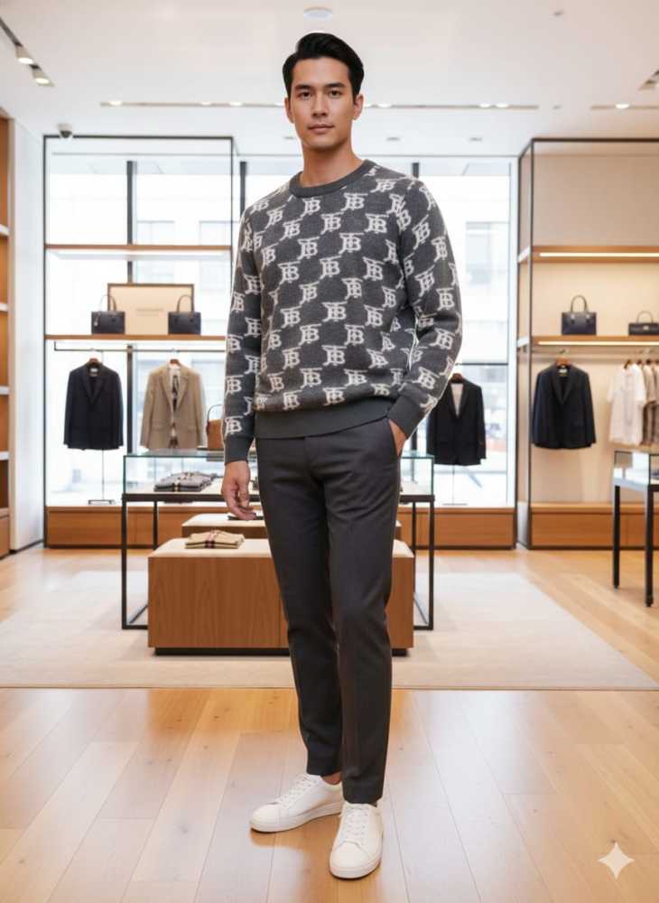 Burberry Grey Authentic Quality Pullover-thumb-1