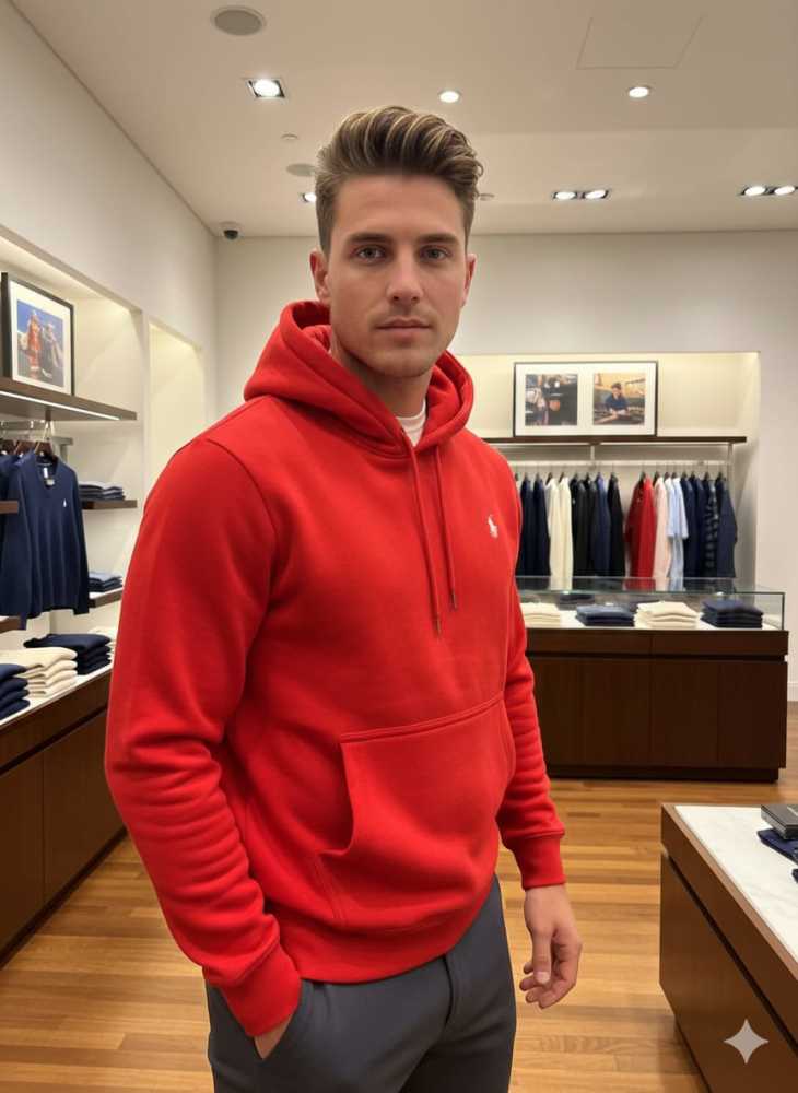 Ralph Lauren Red Embroidery Logo Hoodie